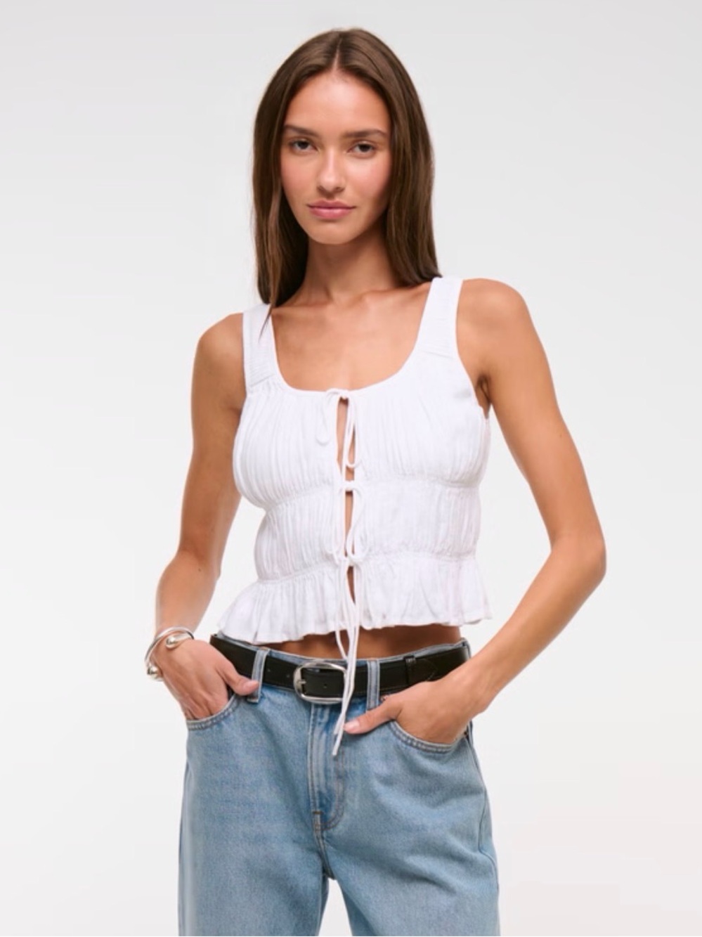 Abercrombie Ruched Tie Front Top